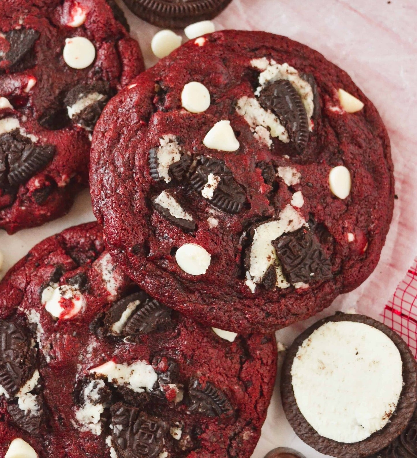 Large Cookies and Cream Red Velvet Cookies